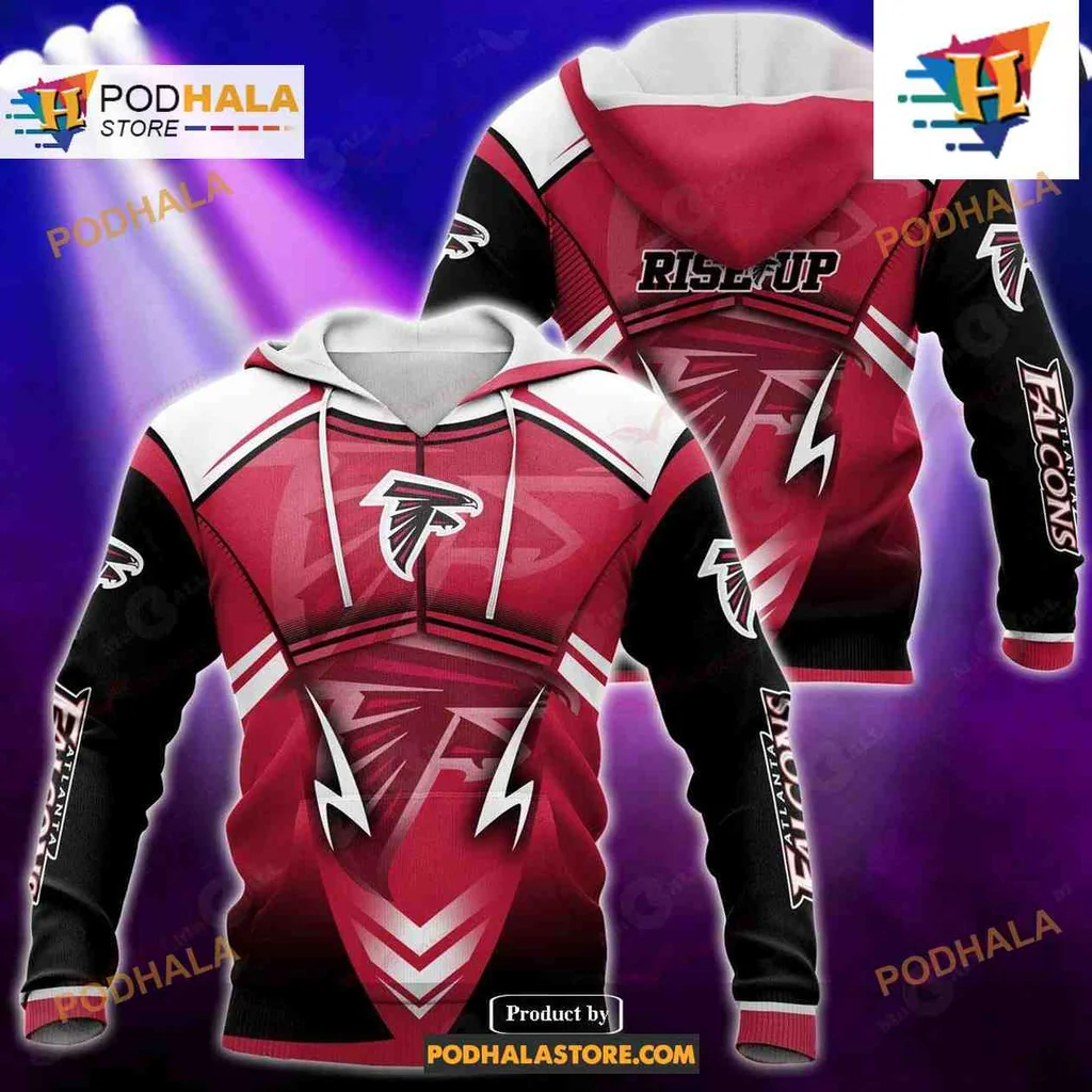 Fierce Atlanta Falcons 3d Hoodie With Bold Lightning Design And Rise Up Theme