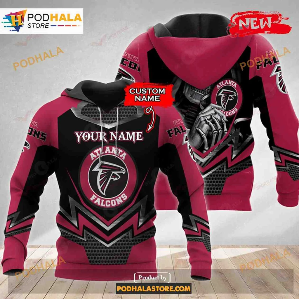 Fierce Atlanta Falcons Skull 3d Hoodie With Bold Team Logo Design