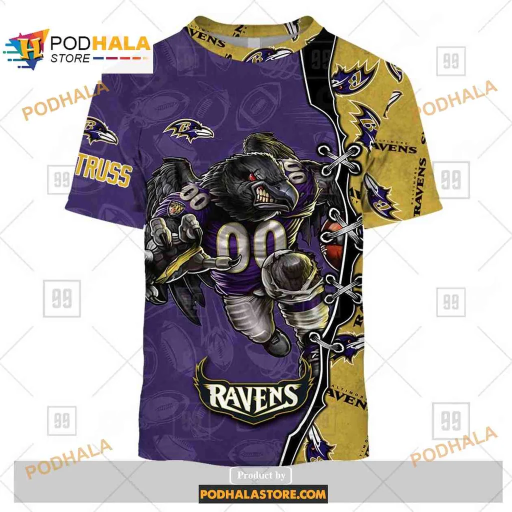 Fierce Baltimore Ravens All Over Print Hoodie Featuring Dynamic Football Player Design Fierce Baltimore Ravens All Over Print Hoodie Featuring Dynamic Football Player Design