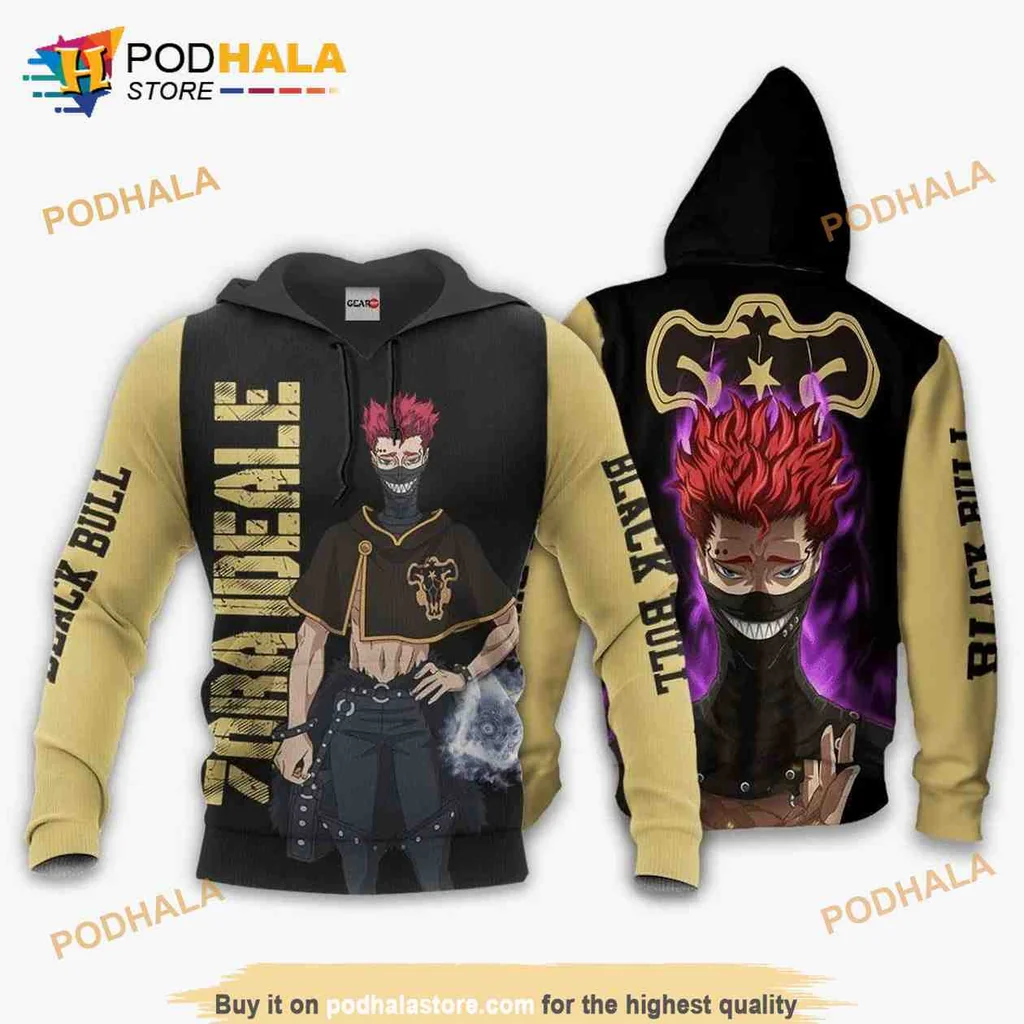 Fierce Black Clover Black Bulls 3d Hoodie Featuring Dynamic Character Design