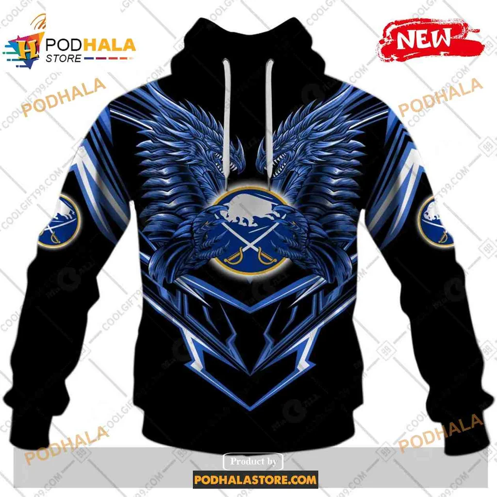 Fierce Buffalo Sabres Dragon 3d Hoodie With Striking Blue And Silver Design