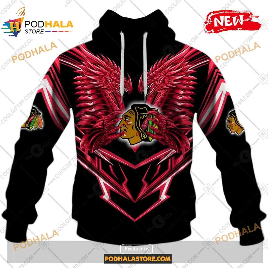 Fierce Chicago Blackhawks Dragon 3d Hoodie With Intricate Design