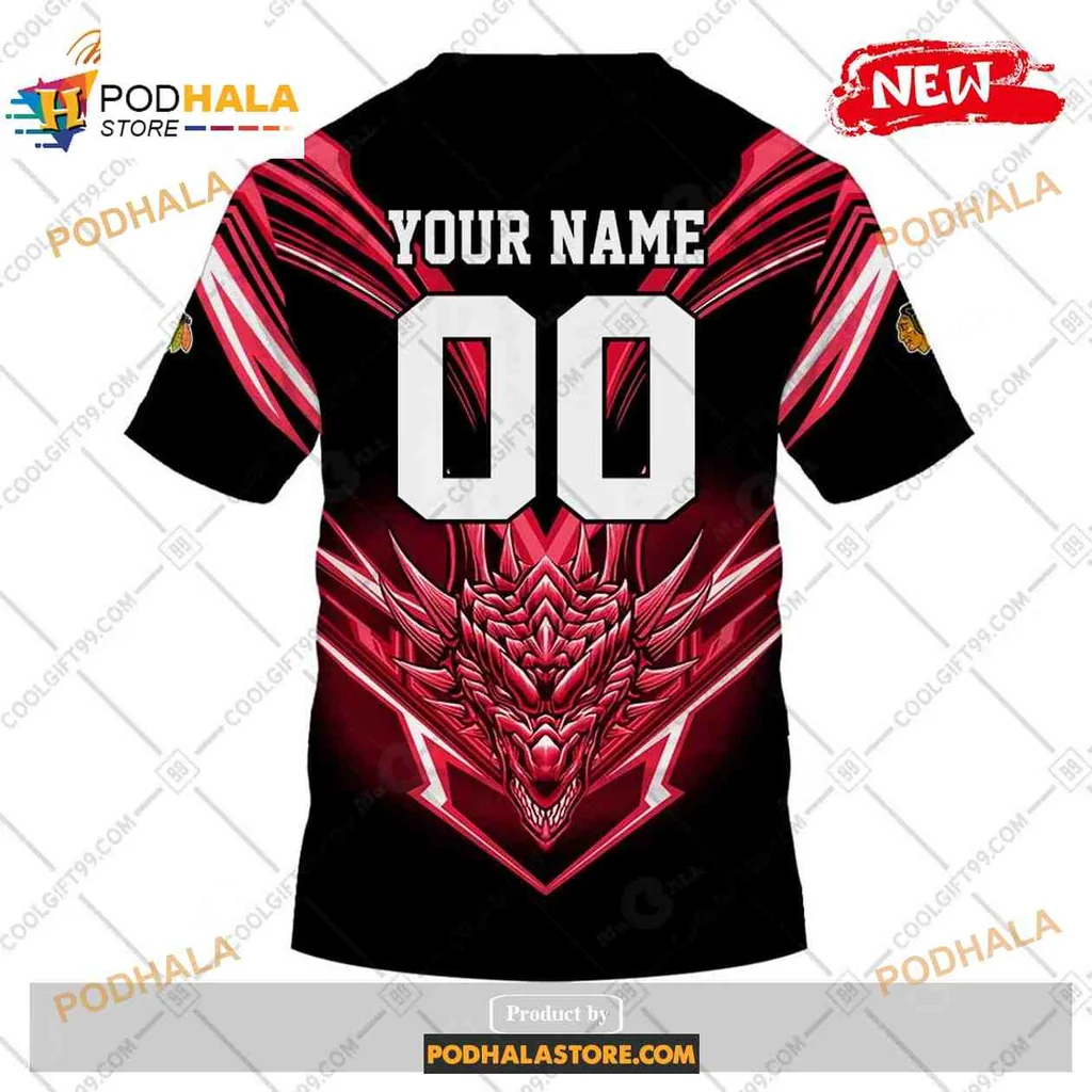 Fierce Chicago Blackhawks Dragon 3D Print Hoodie With Intricate Design Fierce Chicago Blackhawks Dragon 3D Print Hoodie With Intricate Design