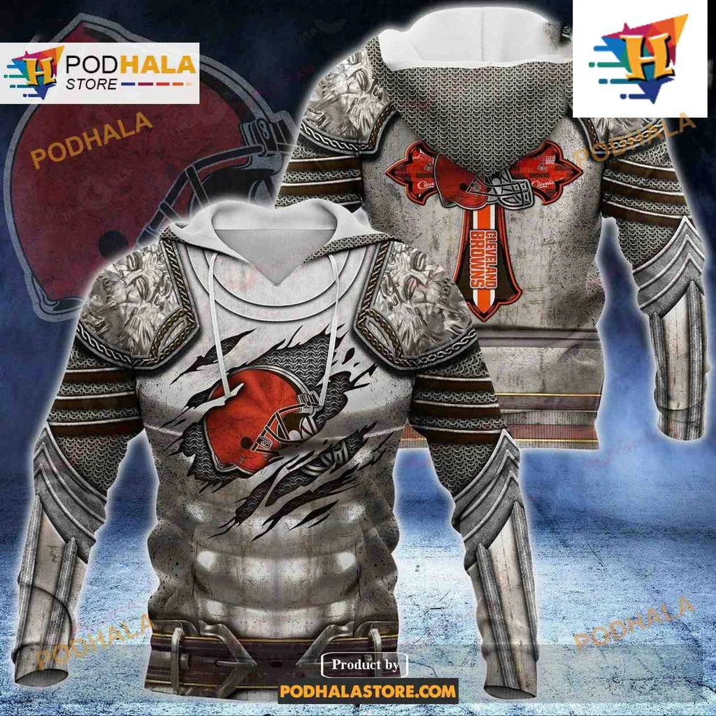 Fierce Cleveland Browns Knight Templar 3d Hoodie With Armor Design