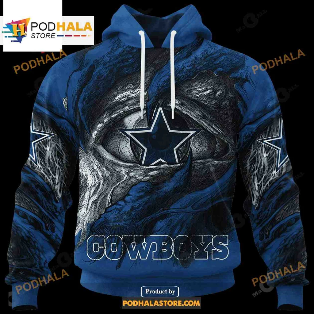 Fierce Dallas Cowboys Skull Eye 3d Hoodie With Dramatic Design