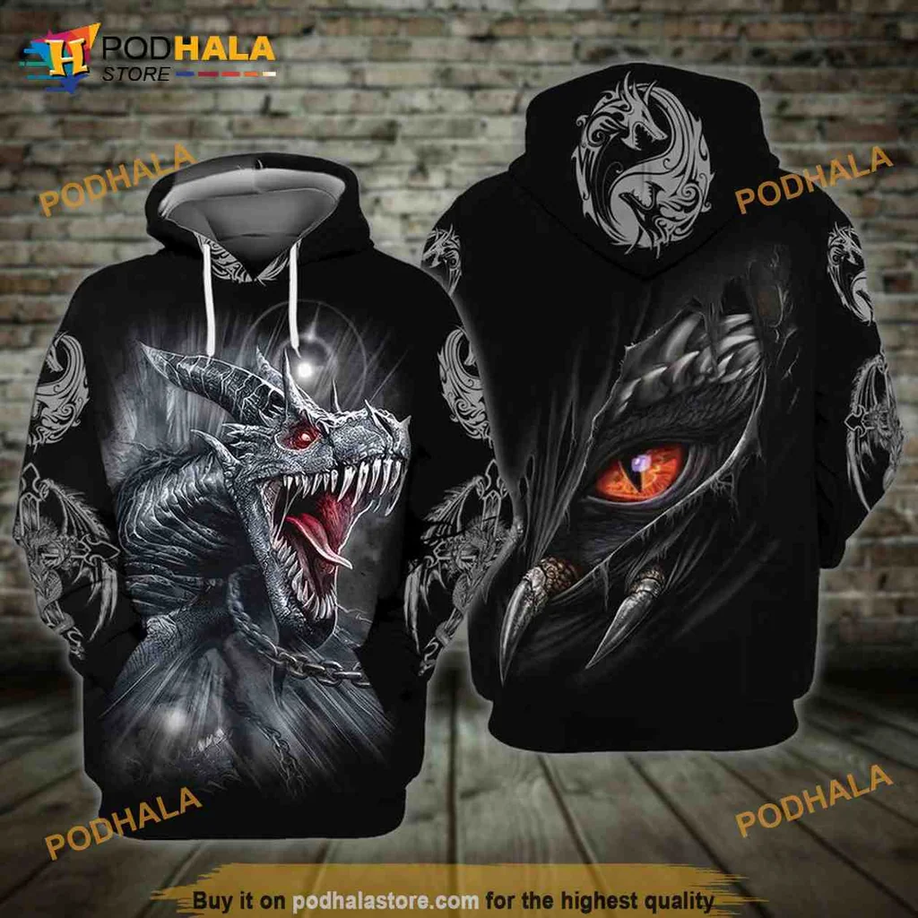 Fierce Dragon 3d Hoodie With Realistic Design And Intricate Details