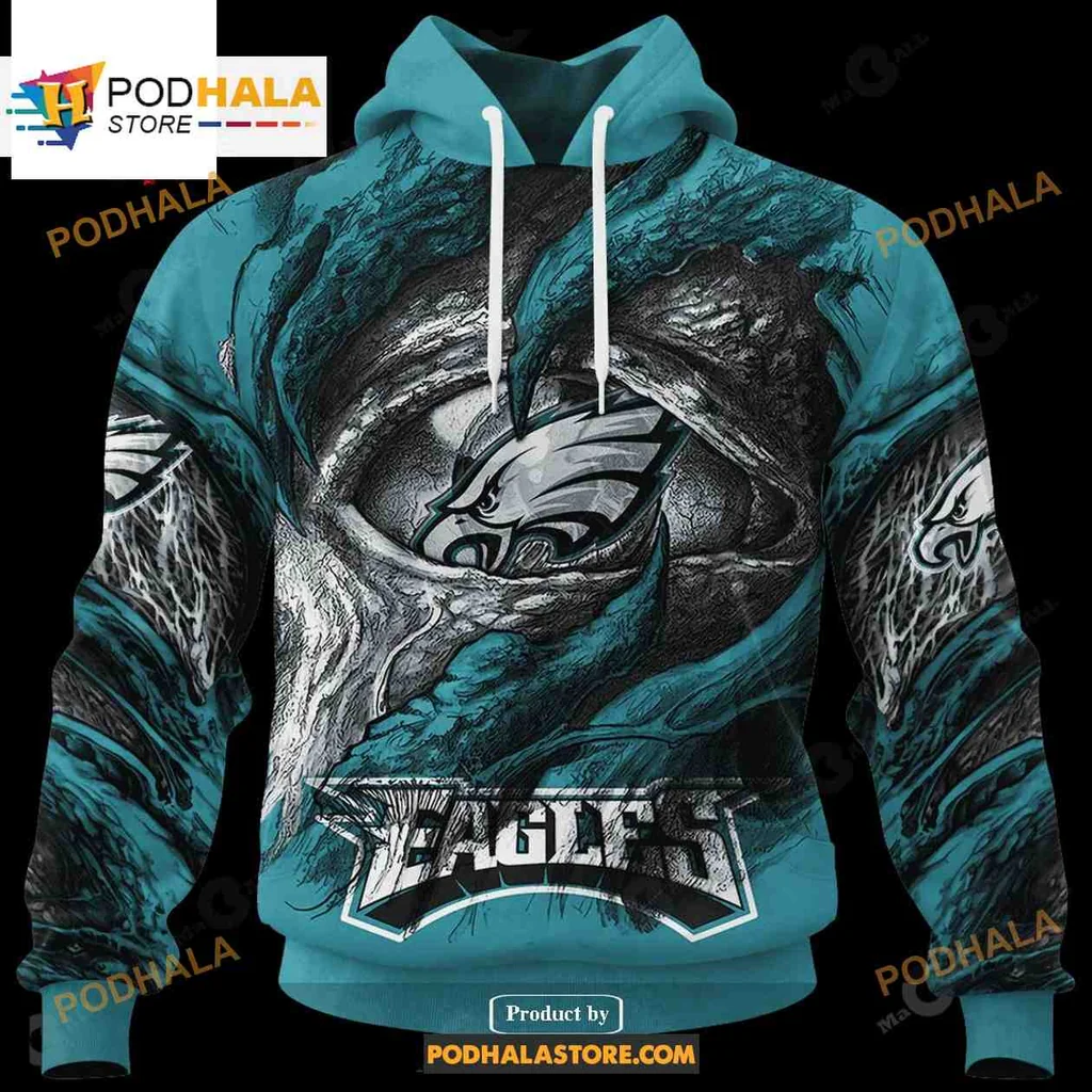 Fierce Eagle 3d Hoodie With Bold Design For Philadelphia Eagles Fans