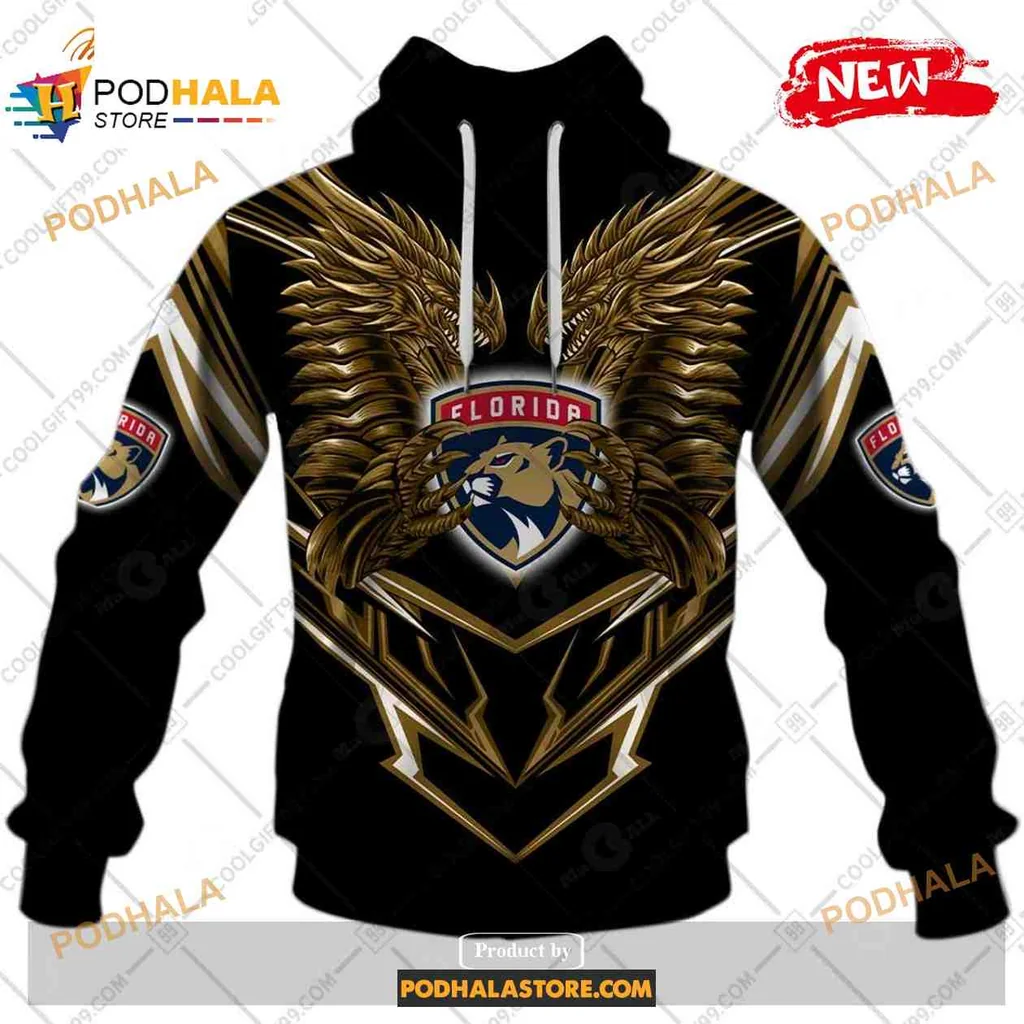 Fierce Florida Panthers Dragon 3d Hoodie With Bold Golden Wings