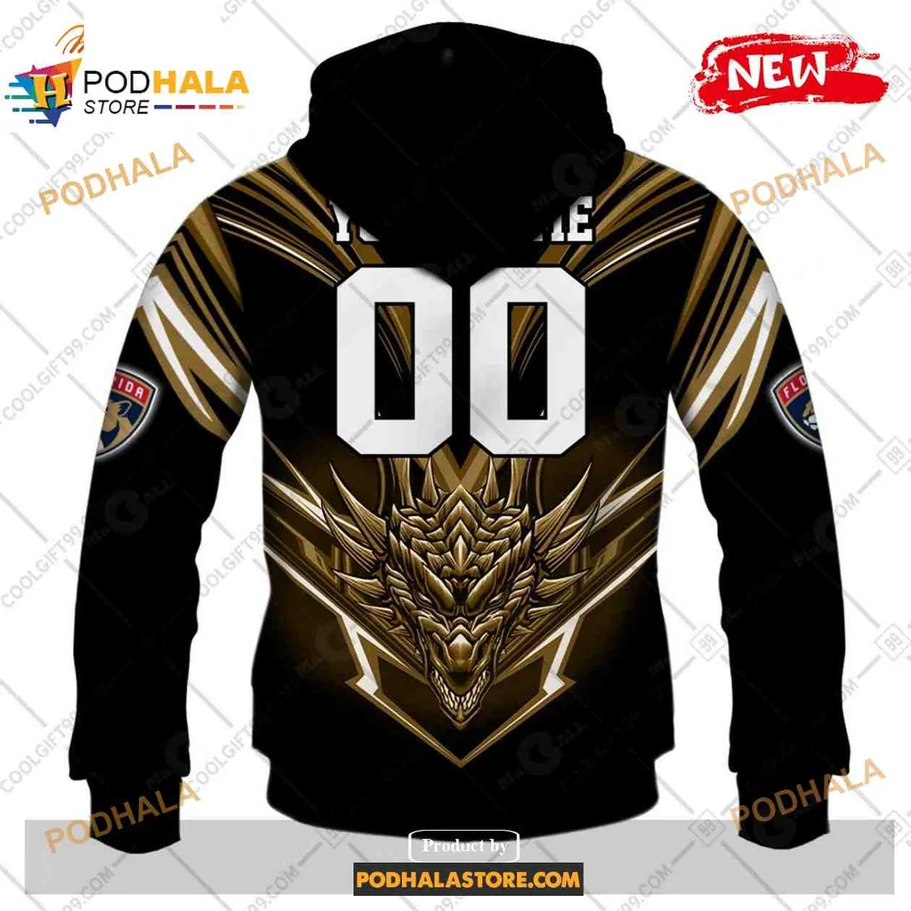 Fierce Florida Panthers Dragon AOP Hoodie With Bold Golden Wings Fierce Florida Panthers Dragon AOP Hoodie With Bold Golden Wings