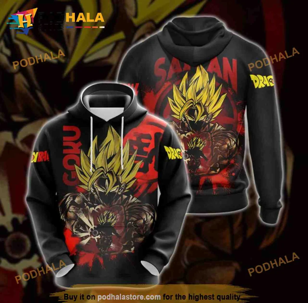 Fierce Goku Super Saiyan 3d Hoodie Featuring Intense Character Design