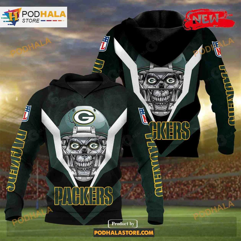Fierce Green Bay Packers Skull Hoodie Featuring Bold Team Colors
