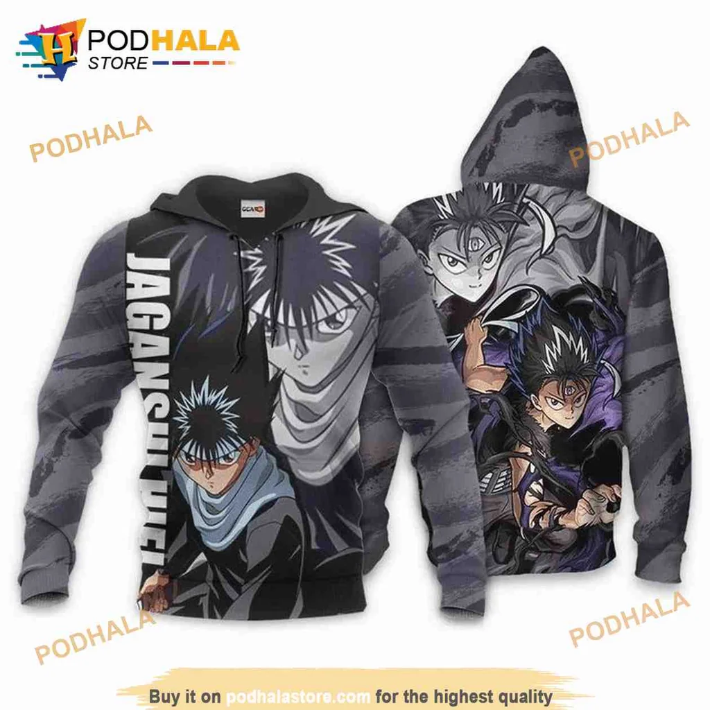Fierce Hiei Yu Yu Hakusho 3d Hoodie With Dynamic Pose And Dark Colors