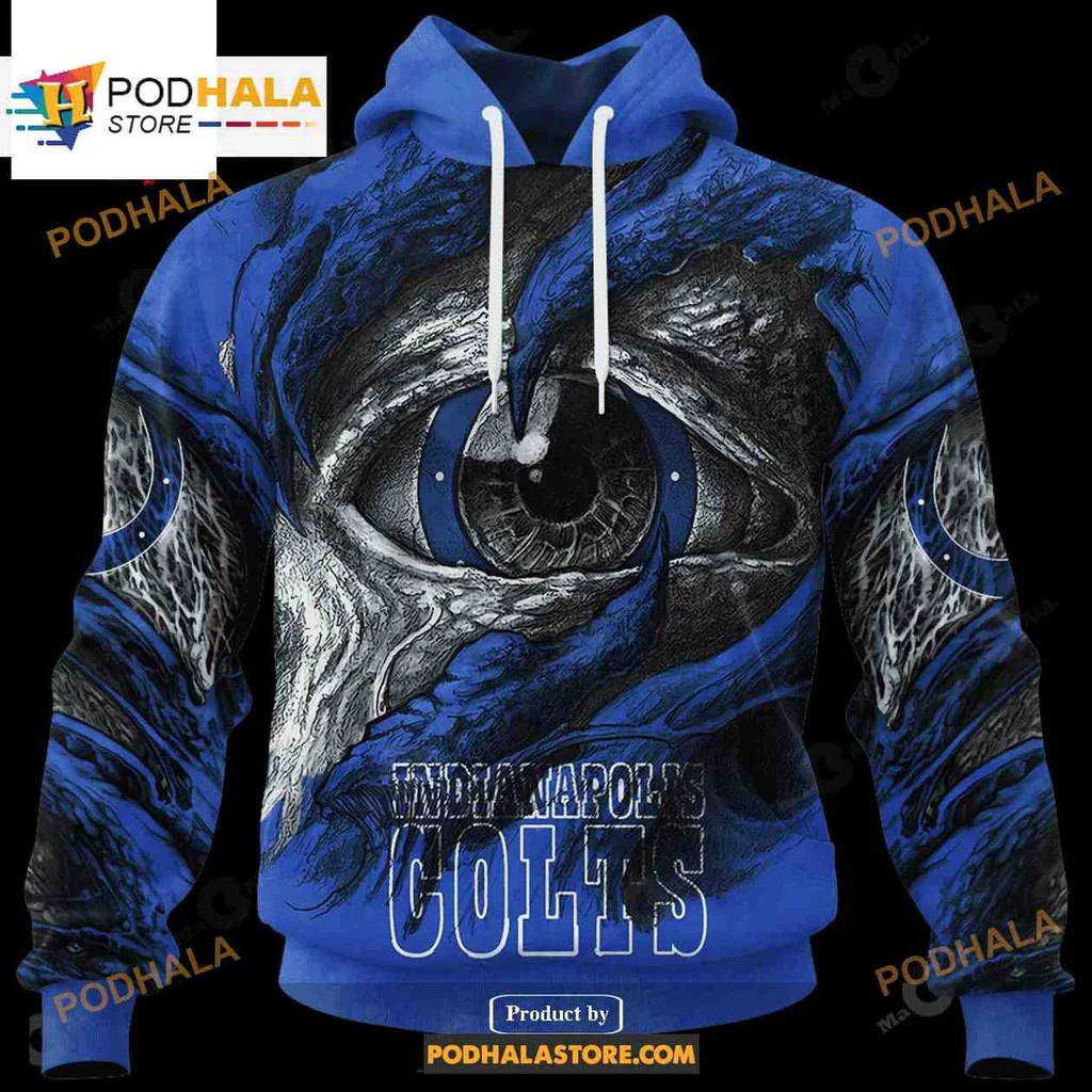 Fierce Indianapolis Colts 3d Hoodie With Striking Blue Eye Design