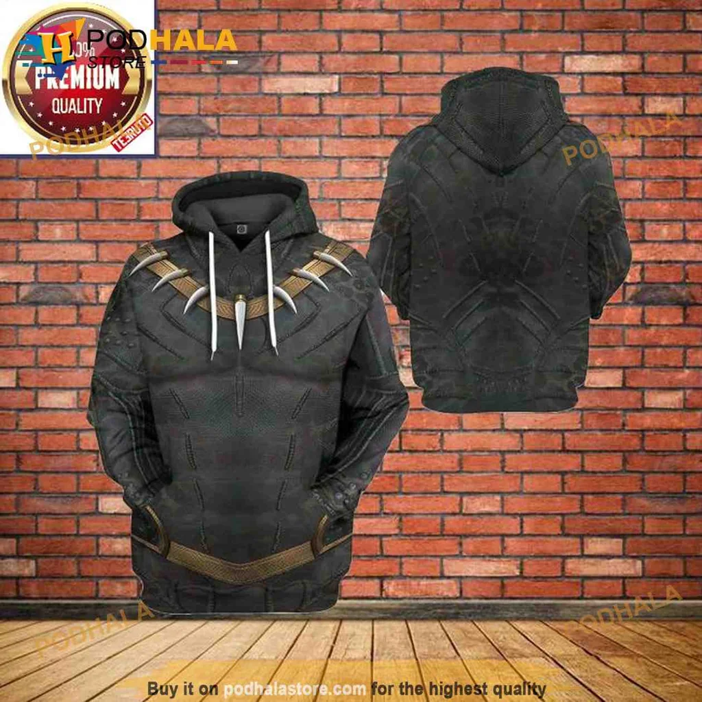 Fierce Killmonger Black Panther 3d Hoodie With Golden Jaguar Design