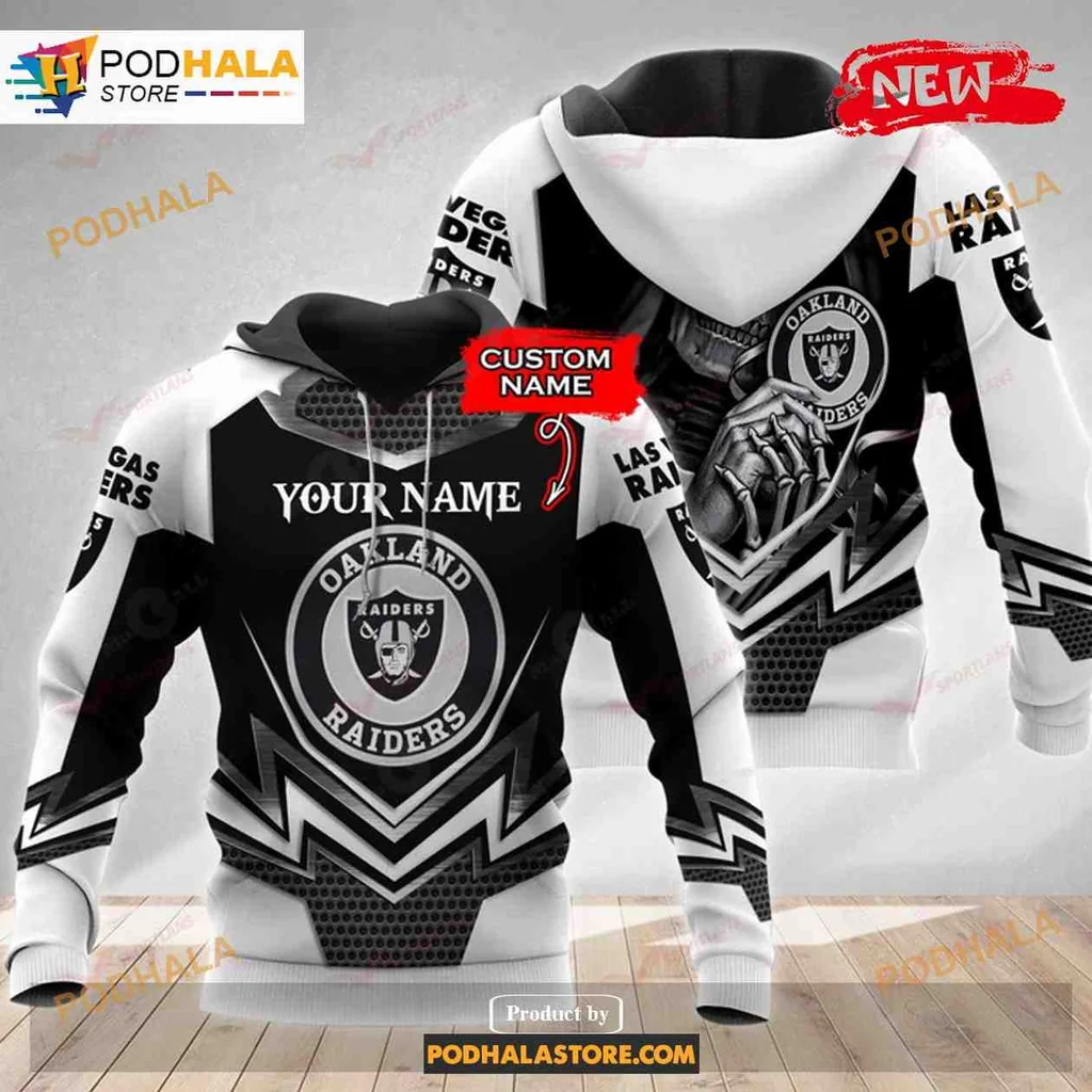 Fierce Las Vegas Raiders Skull 3d Hoodie With Bold Team Colors