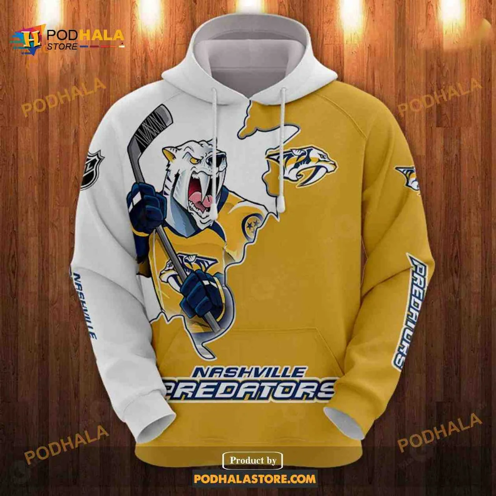 Fierce Nashville Predators Panther 3d Hoodie With Hockey Stick Design