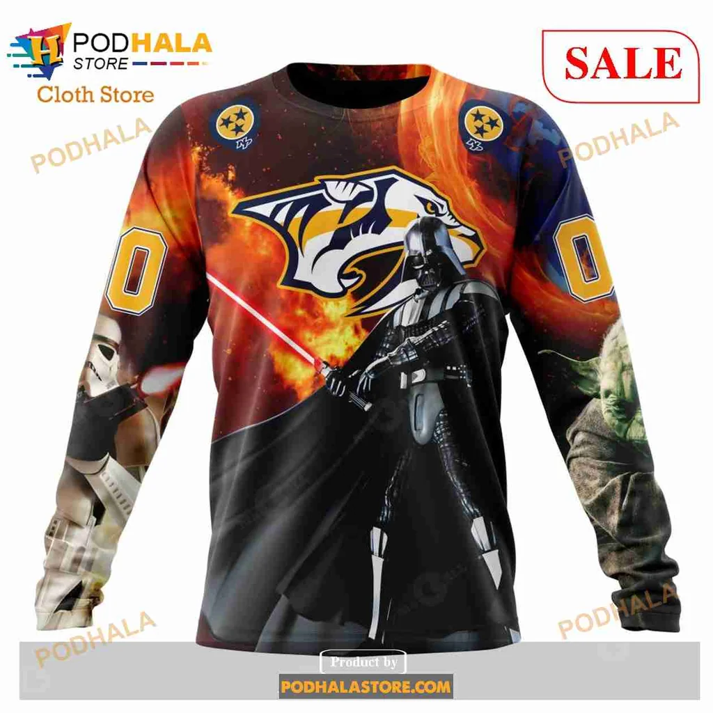 Fierce Nashville Predators Star Wars 3D Print Hoodie Featuring Darth Vader And Yoda Fierce Nashville Predators Star Wars 3D Print Hoodie Featuring Darth Vader And Yoda