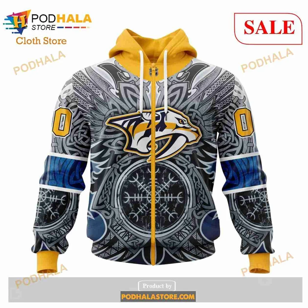 Fierce Nashville Predators Viking 3d Hoodie With Bold Logo And Norse Symbols
