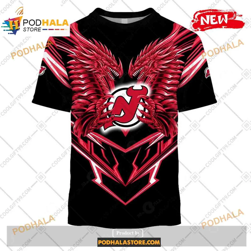 Fierce New Jersey Devils Dragon Hoodie With Striking Red Dragon Design - View 1 Fierce New Jersey Devils Dragon Hoodie With Striking Red Dragon Design - View 1