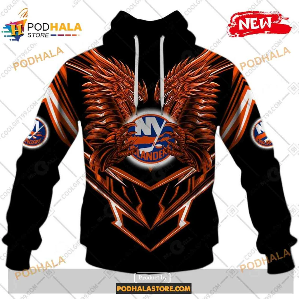 Fierce New York Islanders Dragon Hoodie With Bold Wings Design