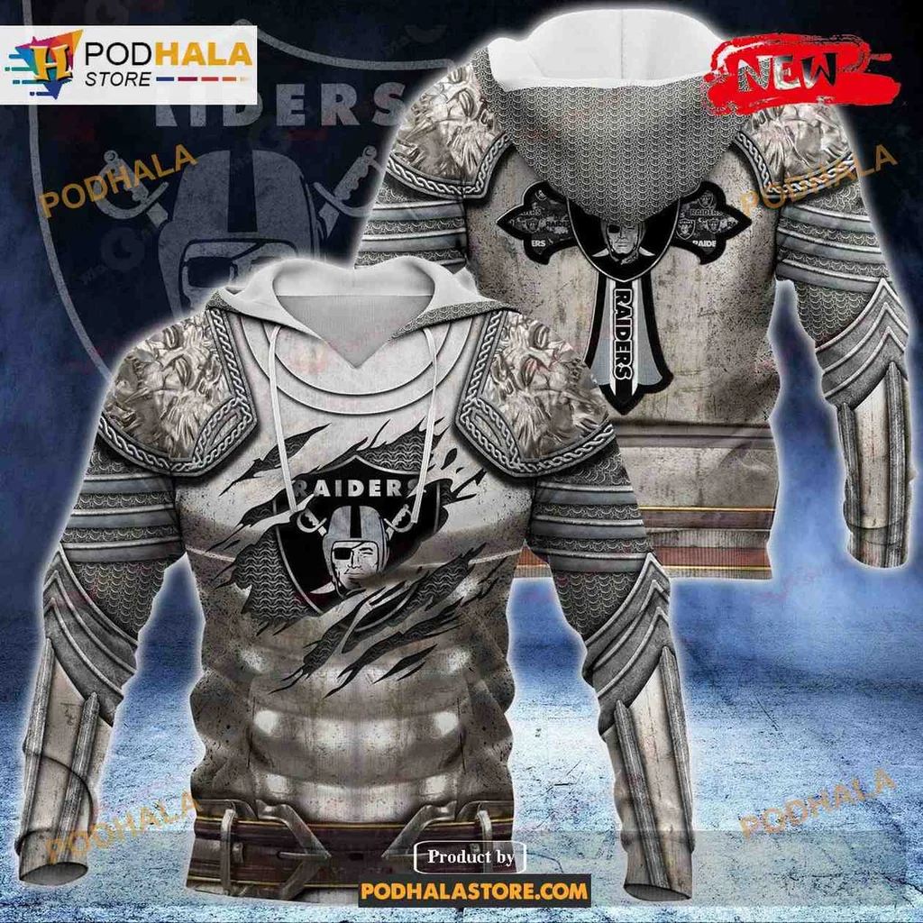Fierce Oakland Raiders Knight Armor 3d Hoodie With Medieval Design