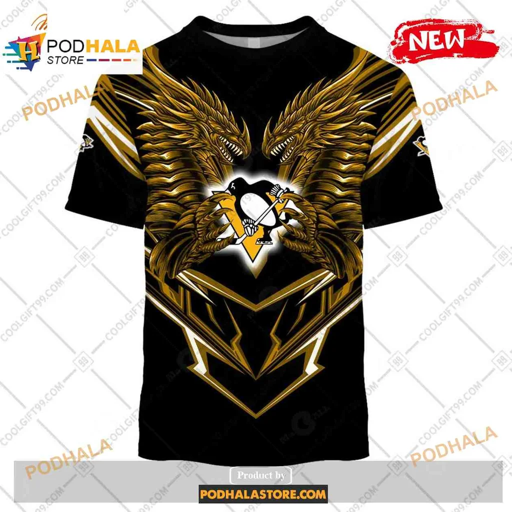 Fierce Pittsburgh Penguins Dragon All Over Print Hoodie With Bold Graphic Design Fierce Pittsburgh Penguins Dragon All Over Print Hoodie With Bold Graphic Design