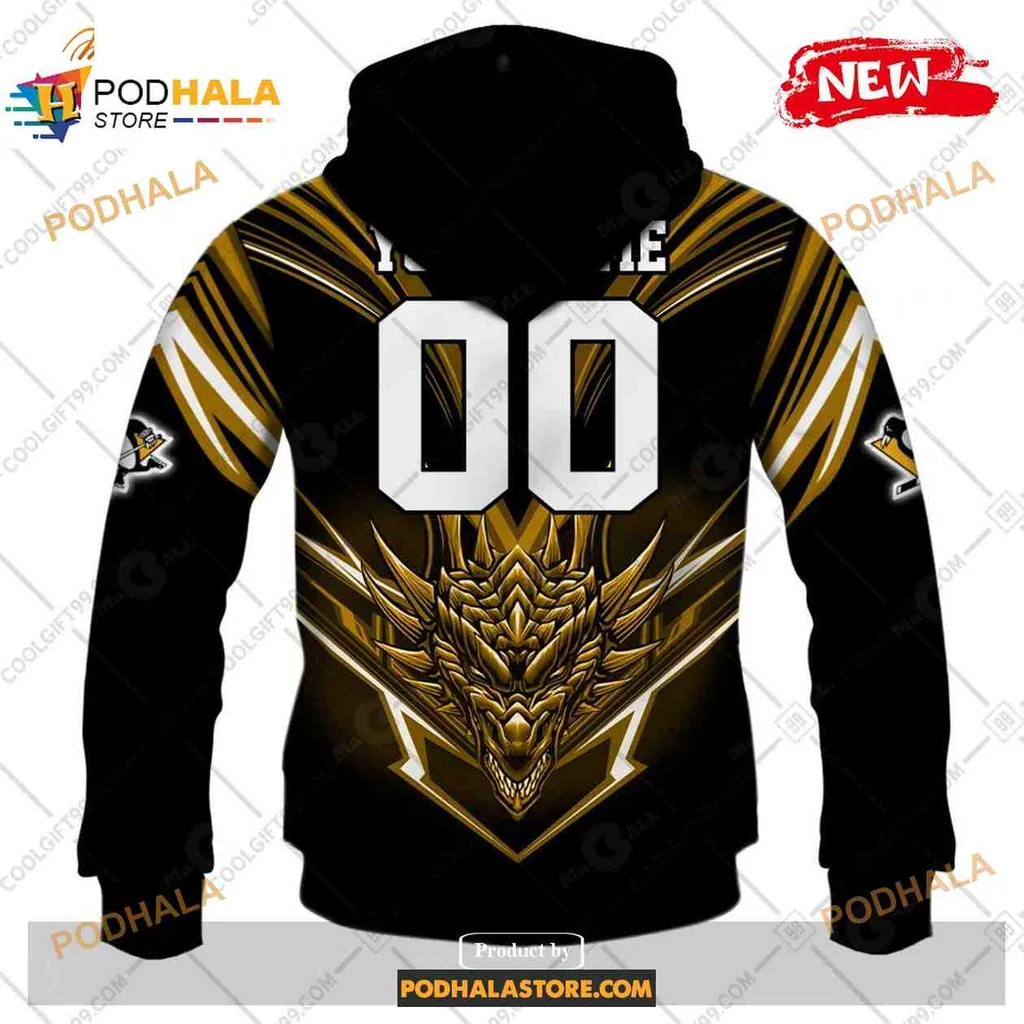 Fierce Pittsburgh Penguins Dragon AOP Hoodie With Bold Graphic Design Fierce Pittsburgh Penguins Dragon AOP Hoodie With Bold Graphic Design