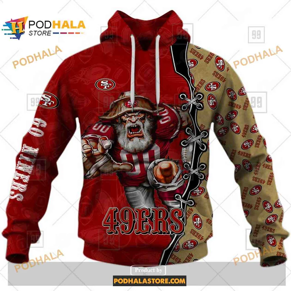 Fierce San Francisco 49ers Warrior Hoodie With Bear Character Design