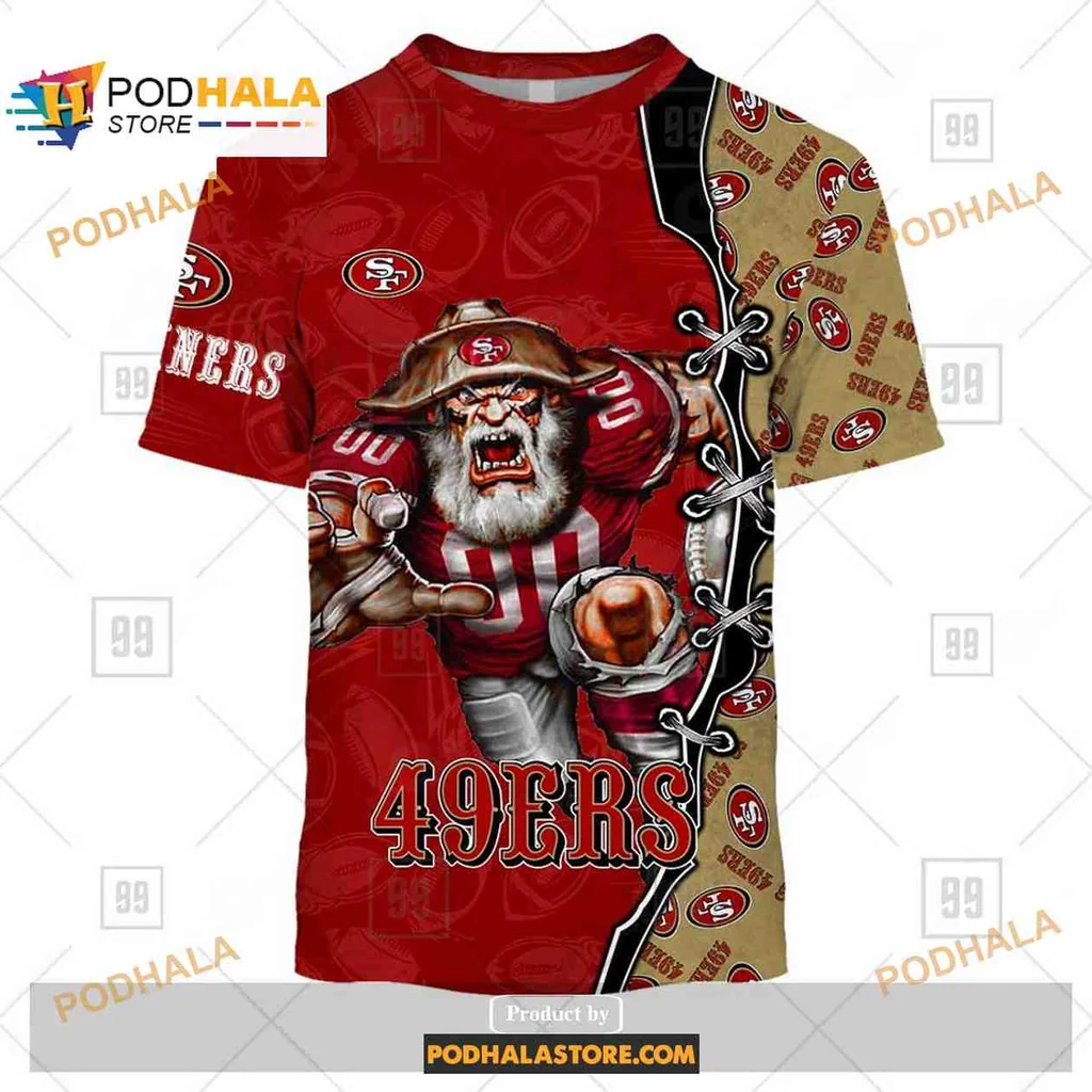 Fierce San Francisco 49ers Warrior Hoodie With Bear Character Design - View 1 Fierce San Francisco 49ers Warrior Hoodie With Bear Character Design - View 1