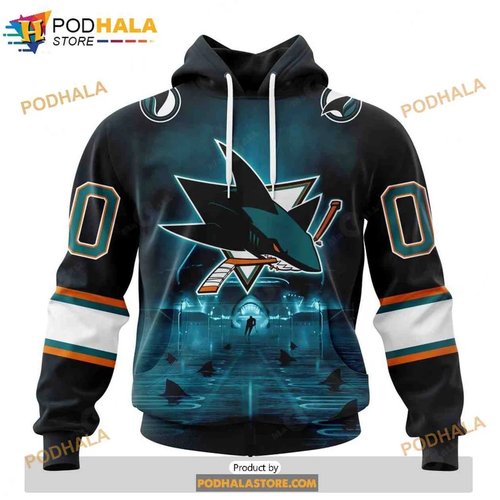 Fierce San Jose Sharks 3d Hoodie With Striking Shark Head Design