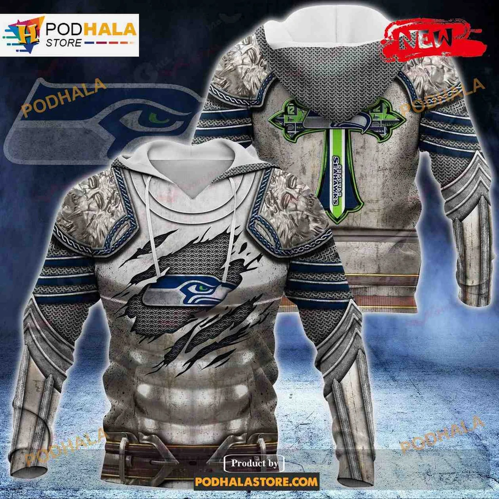 Fierce Seattle Seahawks Knight Armor 3d Hoodie Featuring Medieval Design