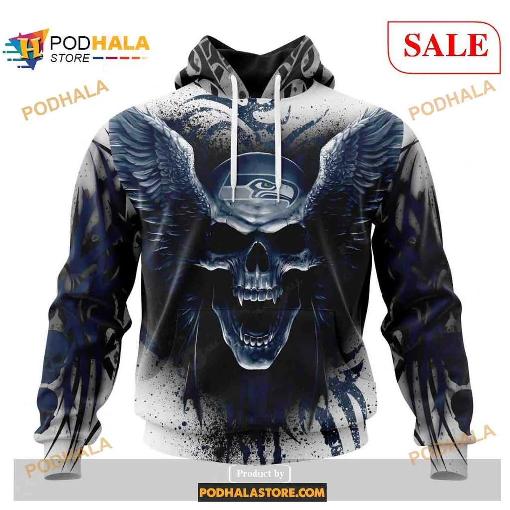 Fierce Seattle Seahawks Skull Wings 3d Hoodie With Edgy Design