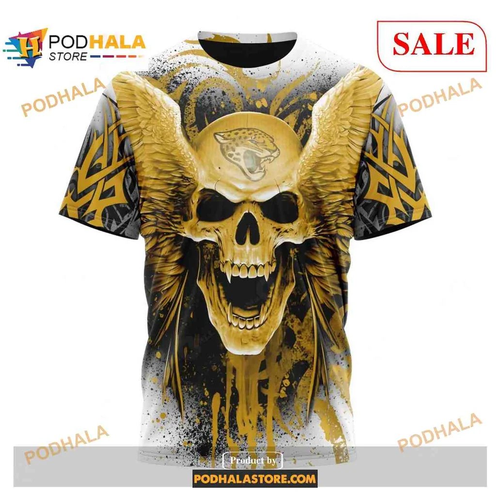Fierce Skull Wings AOP Hoodie With Intricate Golden Wing Design Fierce Skull Wings AOP Hoodie With Intricate Golden Wing Design
