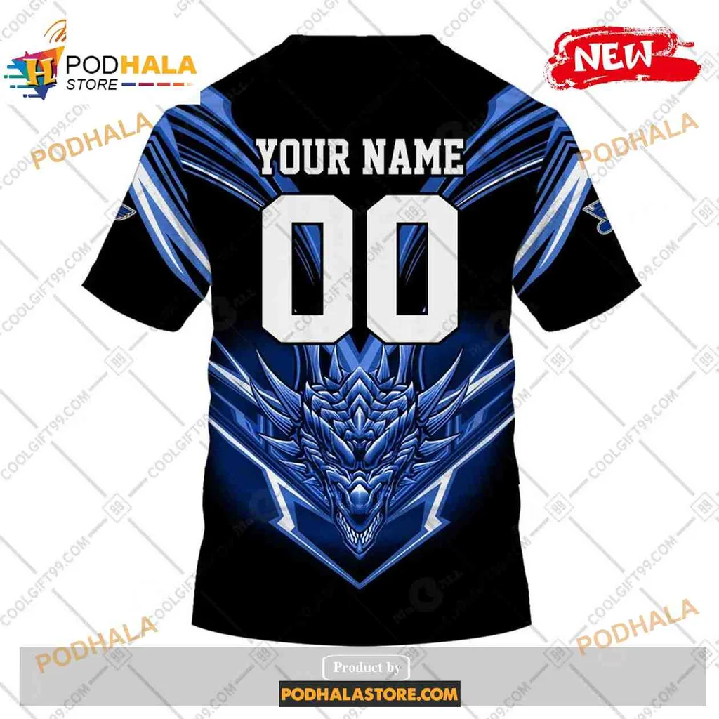 Fierce St Louis Blues Dragon 3D Print Hoodie With Intertwined Blue Dragons Design Fierce St Louis Blues Dragon 3D Print Hoodie With Intertwined Blue Dragons Design