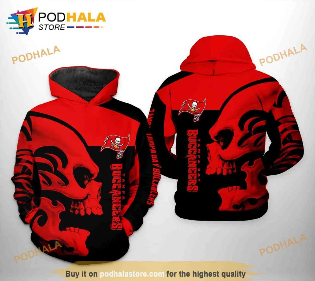 Fierce Tampa Bay Buccaneers Skull 3d Hoodie With Bold Flame Graphics