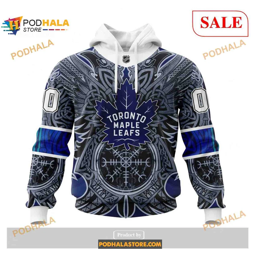 Fierce Toronto Maple Leafs Viking All Over Print Hoodie With Norse Symbols Fierce Toronto Maple Leafs Viking All Over Print Hoodie With Norse Symbols
