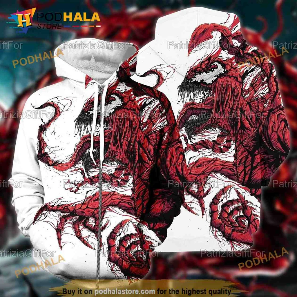 Fierce Venom Marvel 3d Hoodie With Striking Red And Black Design