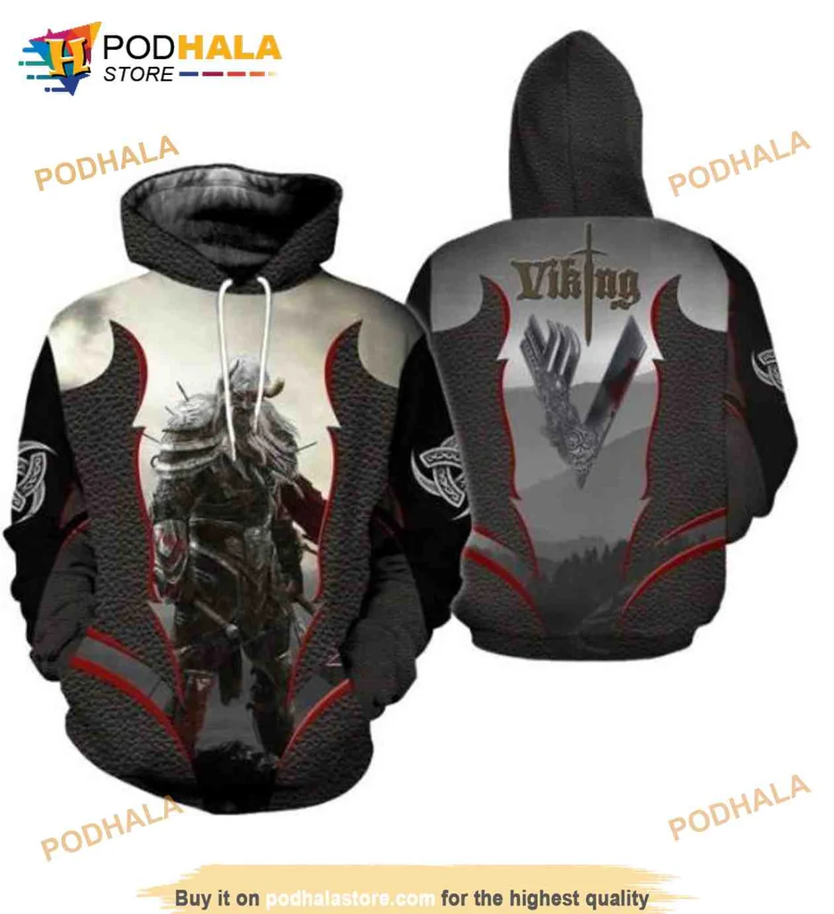 Fierce Viking Warrior Spirit 3d Hoodie With Bold Norse Design