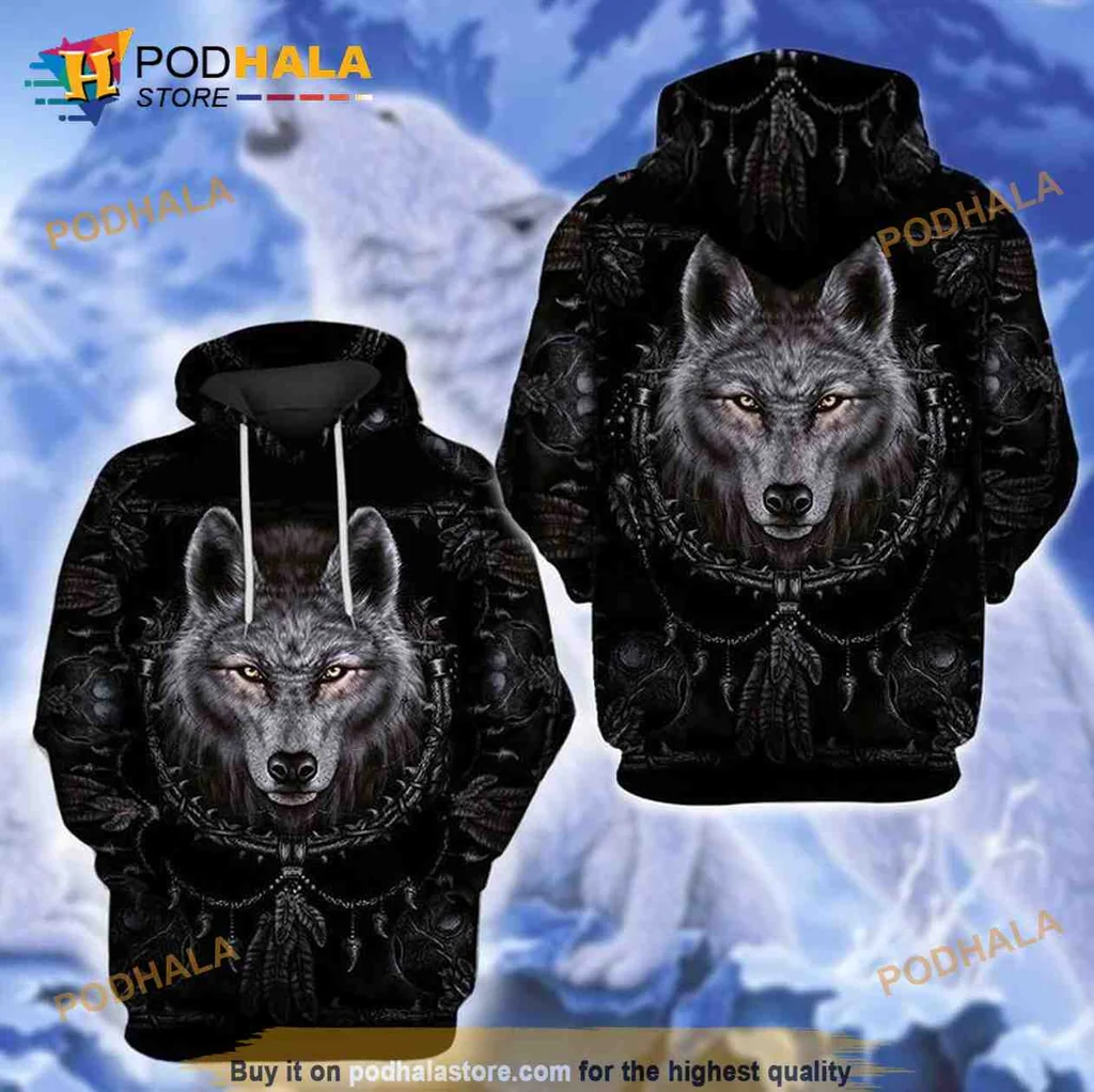 Fierce Wolf Lover 3d Hoodie With Striking Wolf Head Design