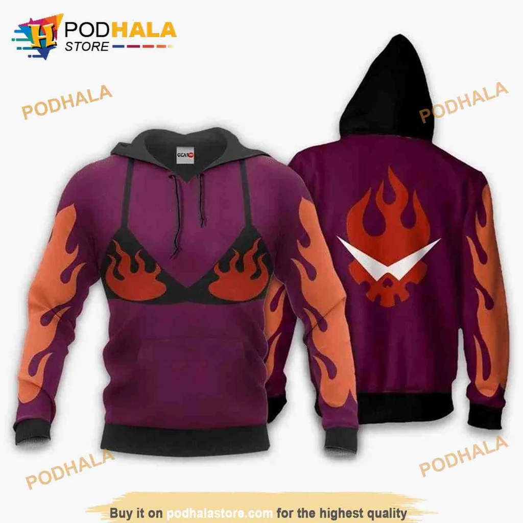 Fiery Anime Bikini Top 3d Hoodie With Bold Flame Design