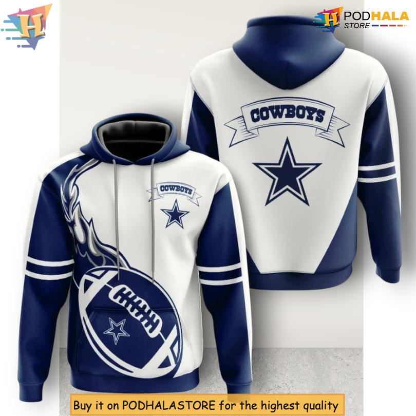 Fiery Ball Artwork Dallas Cowboys Hoodie 3D Flame Graphic for Fans