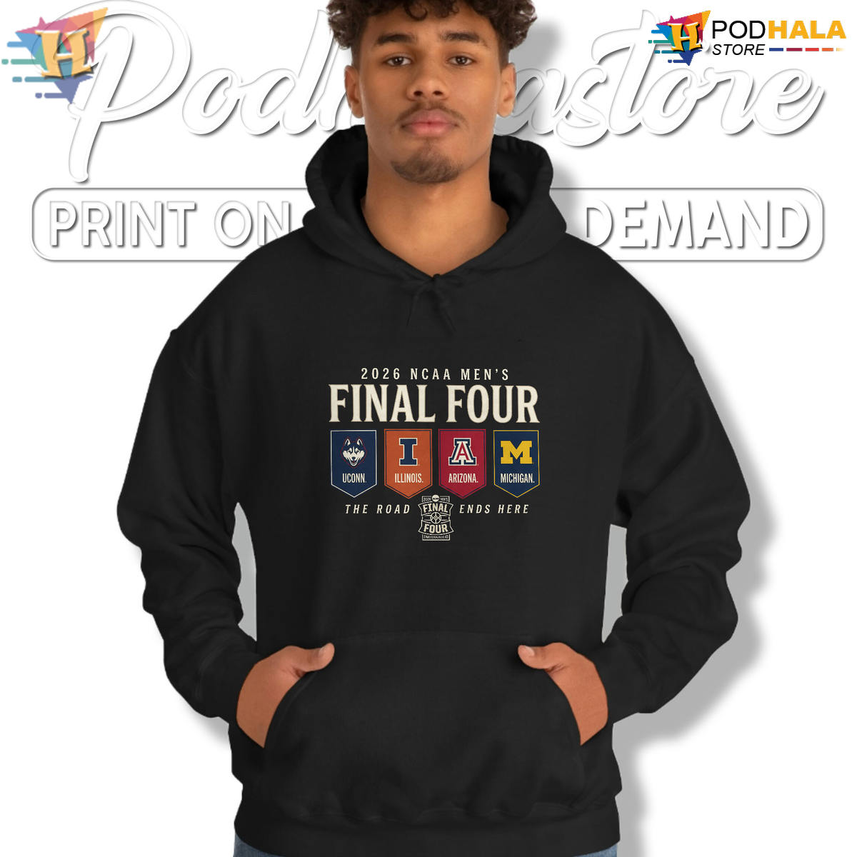 Final Four 2026 NCAA Men's Basketball T-Shirt Arizona UConn Illinois Michigan