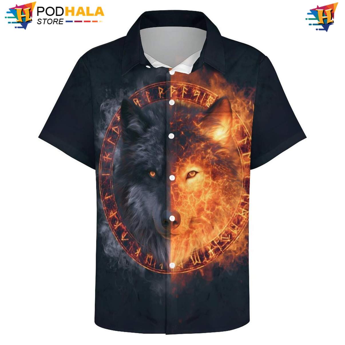 Fire Viking Black Wolf Tropical Shirt Mens Moon Cool Galaxy Print Beach Top Fire Viking Black Wolf Tropical Shirt Mens Moon Cool Galaxy Print Beach Top