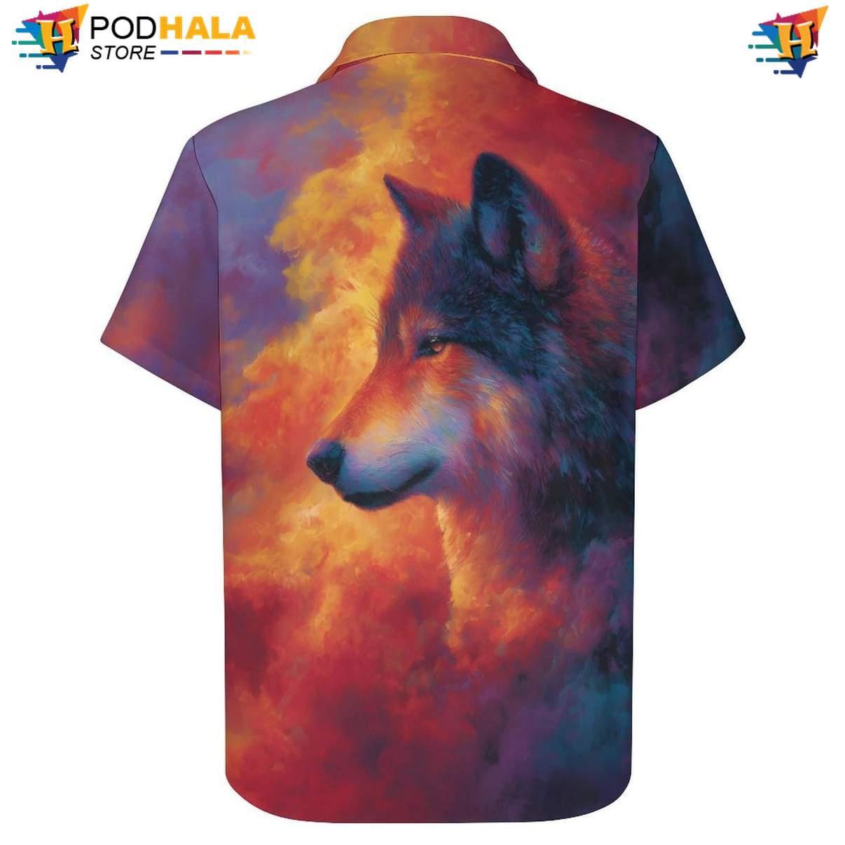Fire Wolf Tropical Shirt Mens Cool Print Casual Graphic Tropical Beachwear Fire Wolf Tropical Shirt Mens Cool Print Casual Graphic Tropical Beachwear