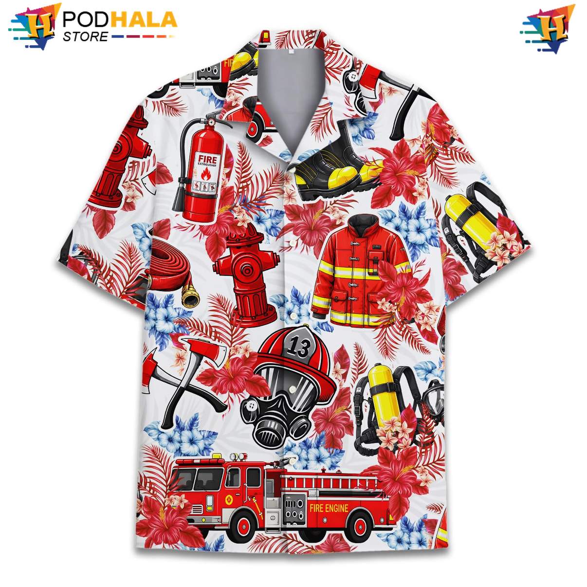Firefighter Airplane Tropical Shirt Mens Patriotic Military Plane Apparel Firefighter Airplane Tropical Shirt Mens Patriotic Military Plane Apparel