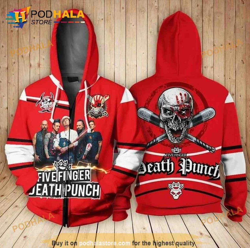 Five Finger Death Punch 3d Hoodie With Skull And Crown Design
