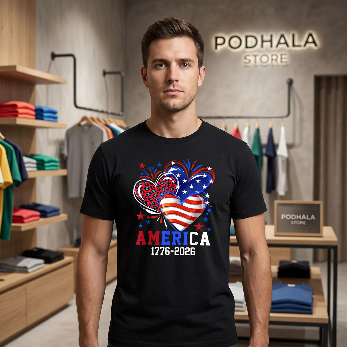 Flag Heart Leopard July 4th 250th Birthday Shirt 2026 1776 Anniversary Apparel