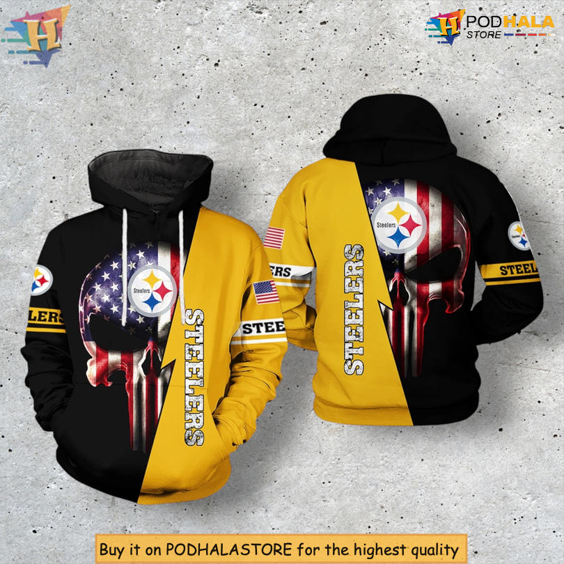 Flag Skull Pattern Pittsburgh Steelers Vintage Hoodie Unique 3D NFL Fan Collection