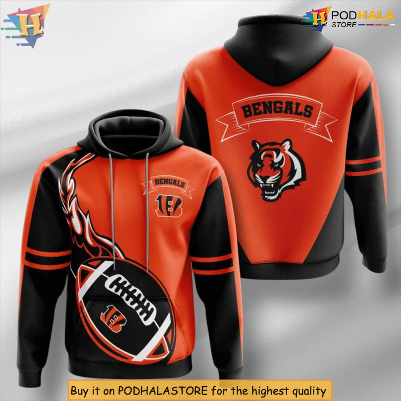 Flame Balls Fire Effect Vintage Cincinnati Bengals Hoodie 3D Artwork