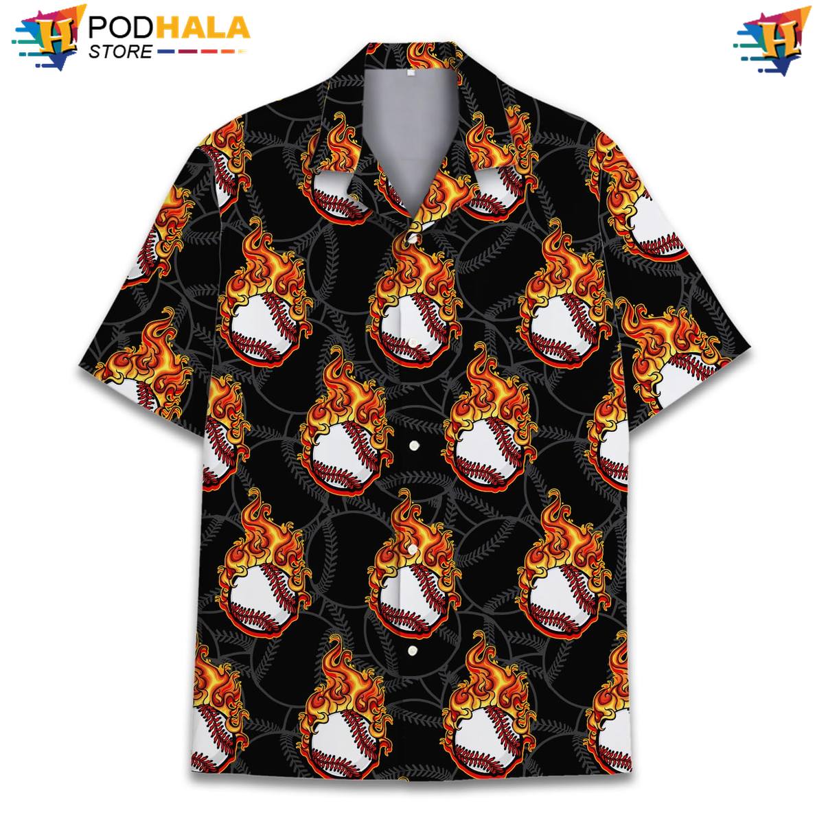Flaming Baseball Tropical Shirt Mens Tropical Beach Festival Resort Button Down Flaming Baseball Tropical Shirt Mens Tropical Beach Festival Resort Button Down